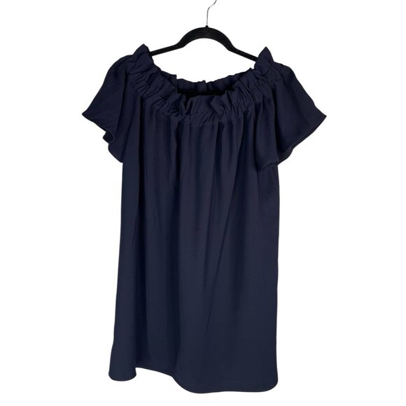 PLEIONE Women's Navy Off Shoulder Shift Dress NWT Medium - Picture 1 of 5